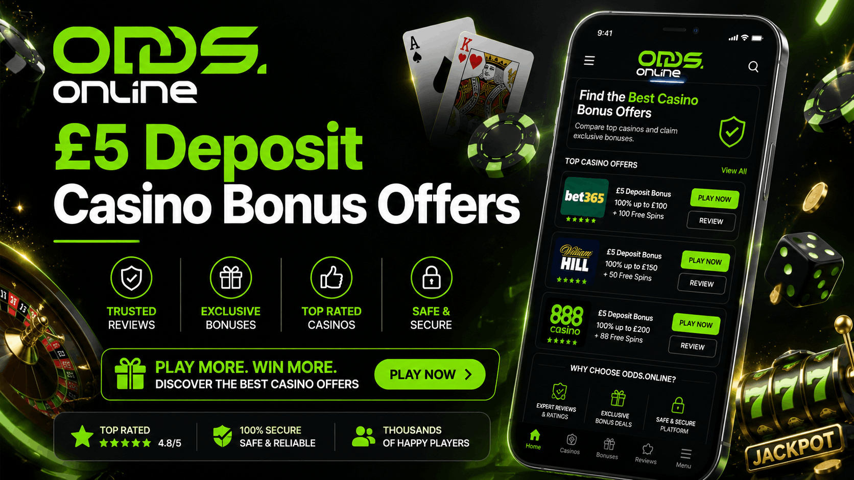 £5 Deposit Casino | Odds.Online £5 Deposit Casino